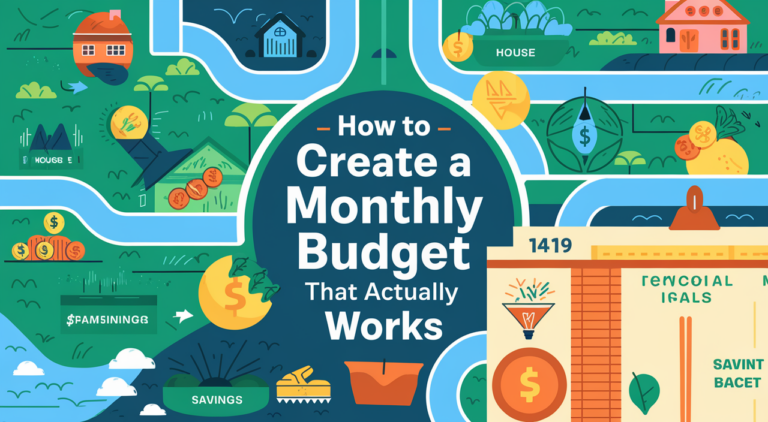 Vibrant financial map with pathways to goals, representing budgeting journey.